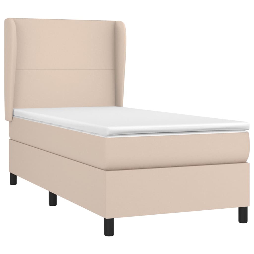 Krevet s oprugama i madrac cappuccino 90x200 cm od umjetne kože