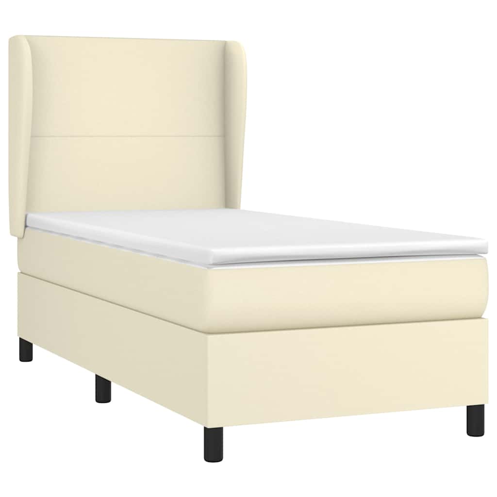 Krevet s oprugama i madracem krem 100x200 cm od umjetne kože