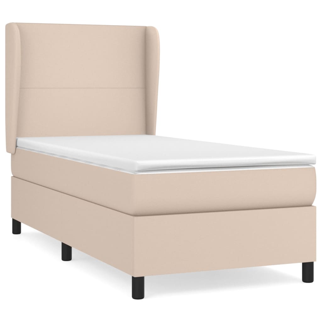 Krevet s oprugama i madrac cappuccino 100x200cm od umjetne kože