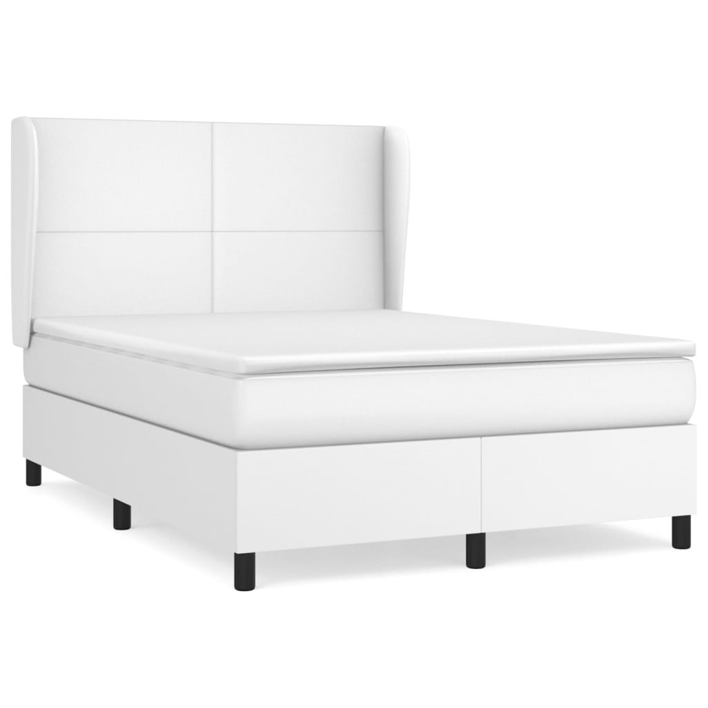 Krevet s oprugama i madracem bijeli 140x190 cm od umjetne kože