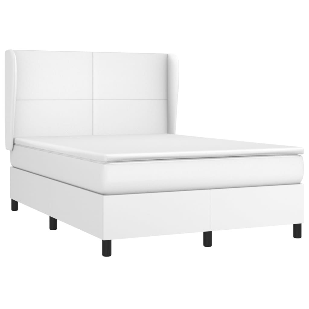 Krevet s oprugama i madracem bijeli 140x190 cm od umjetne kože