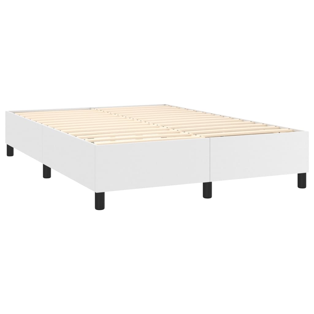Krevet s oprugama i madracem bijeli 140x190 cm od umjetne kože