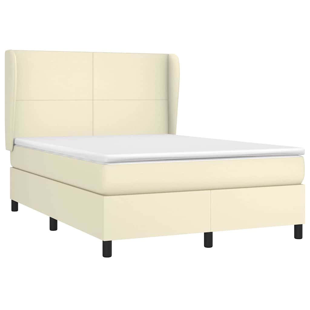 Krevet s oprugama i madracem krem 140x200 cm od umjetne kože