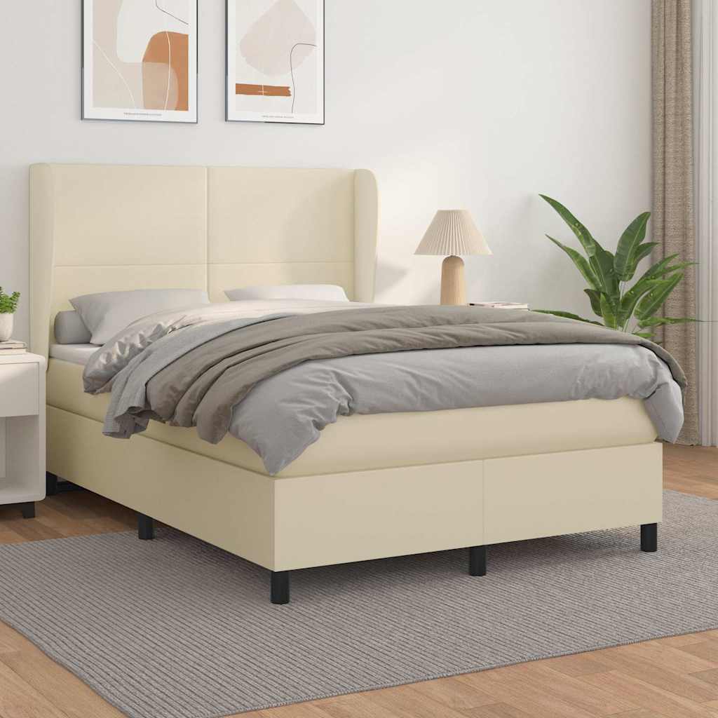 Krevet s oprugama i madracem krem 140x200 cm od umjetne kože