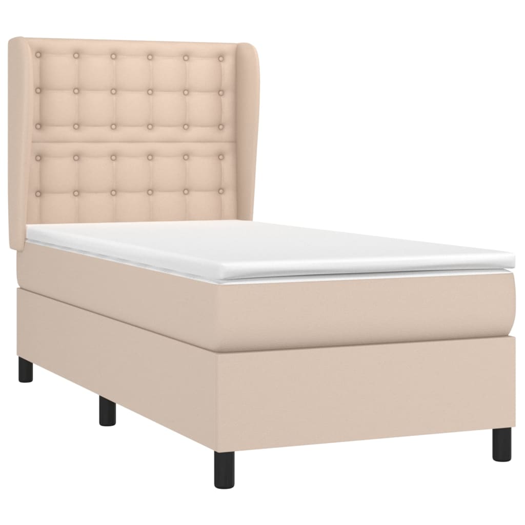 Krevet s oprugama i madrac cappuccino 90x200 cm od umjetne kože