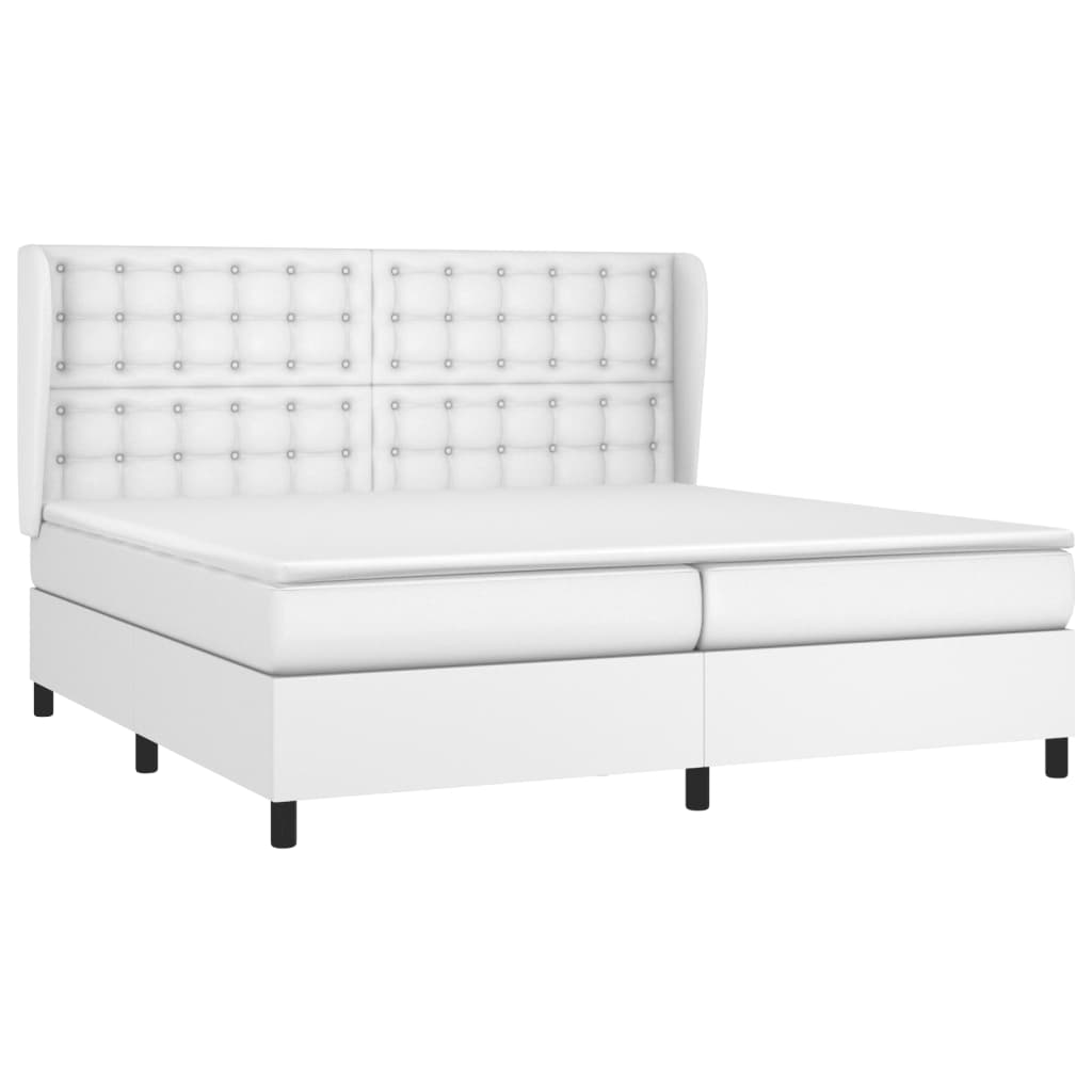 Krevet s oprugama i madracem bijeli 200x200 cm umjetna koža
