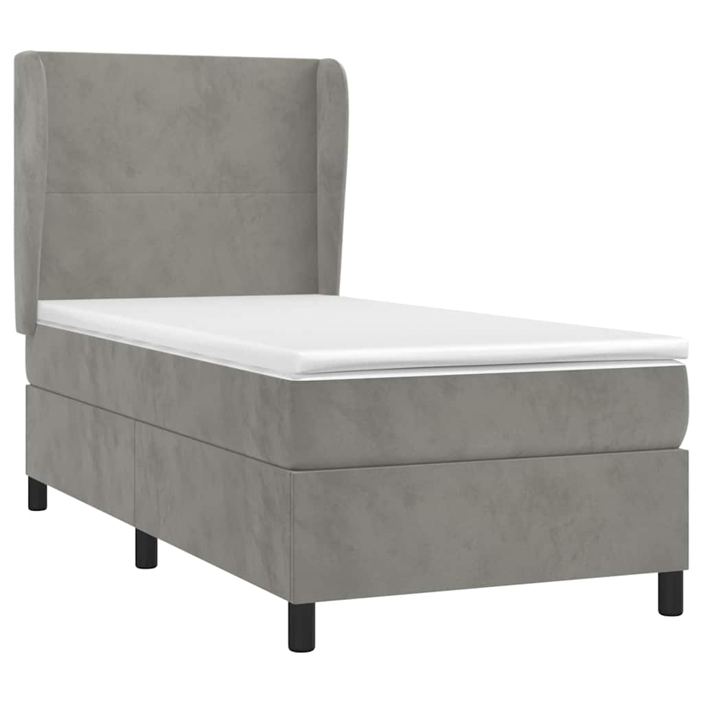 Box spring krevet s madracem svjetlosivi 80 x 200 cm baršunasti