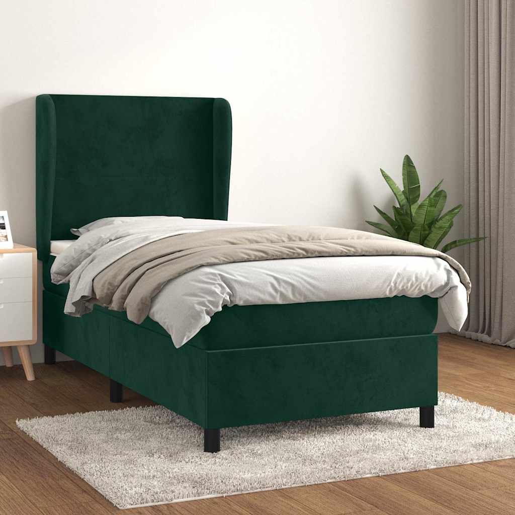 Box spring krevet s madracem tamnozeleni 80 x 200 cm baršunasti