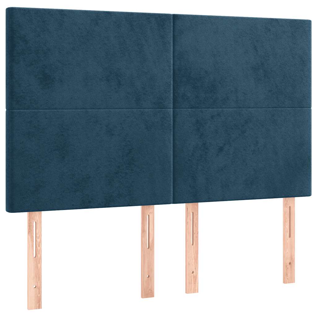 Krevet s oprugama i madracem tamnoplavi 140x190 cm baršunasti