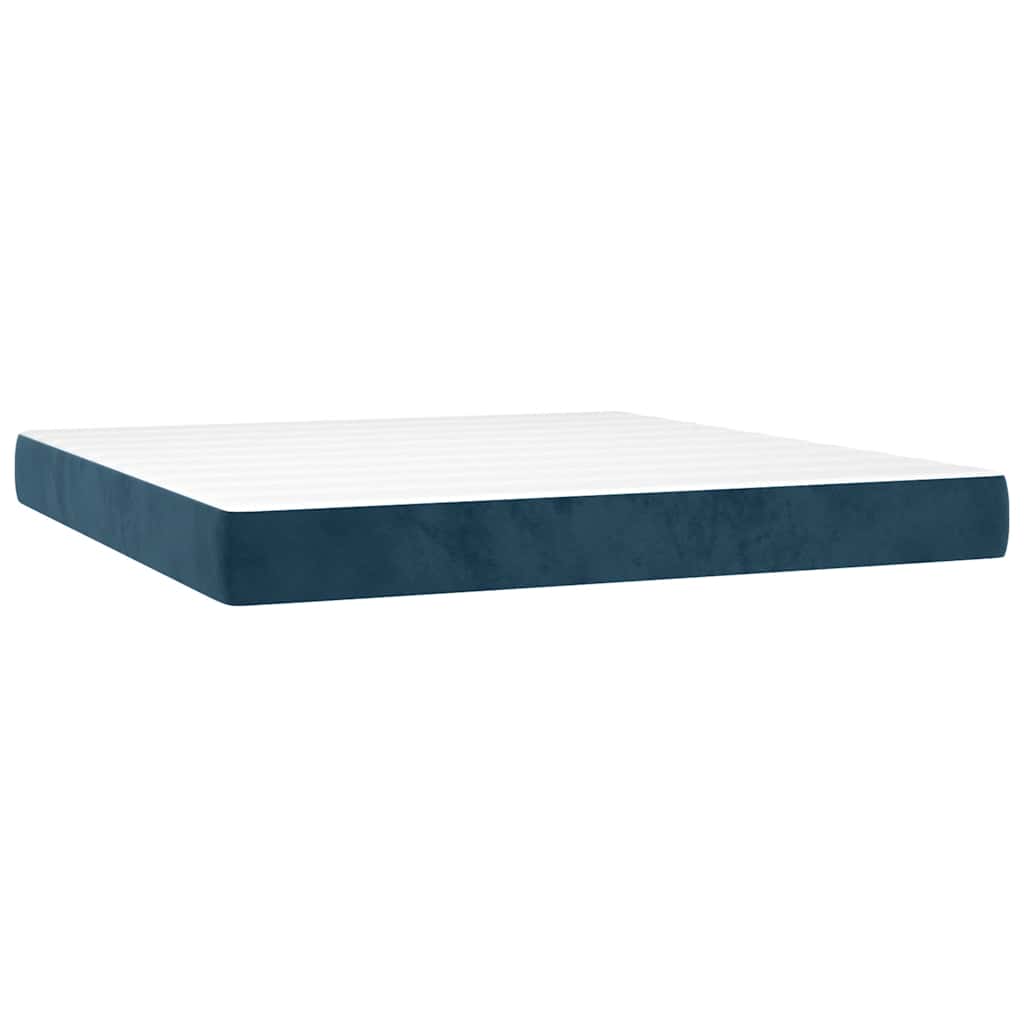 Krevet s oprugama i madracem tamnoplavi 180x200 cm baršunasti