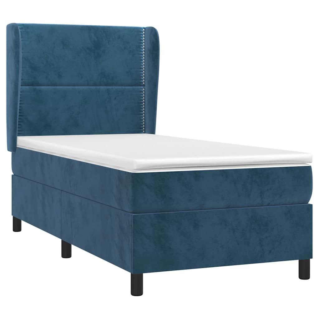 Box spring krevet s madracem tamnoplavi 80 x 200 cm baršunasti
