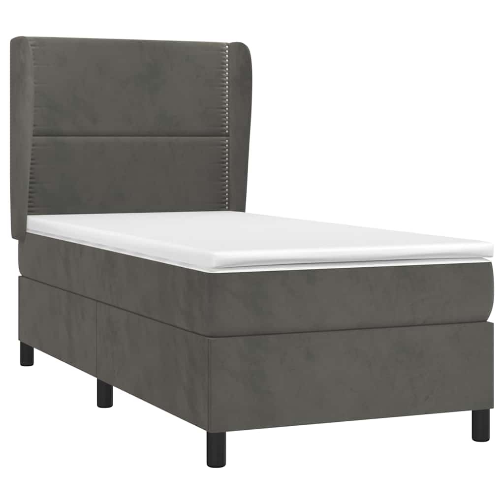 Box spring krevet s madracem tamnosivi 90x190 cm baršunasti