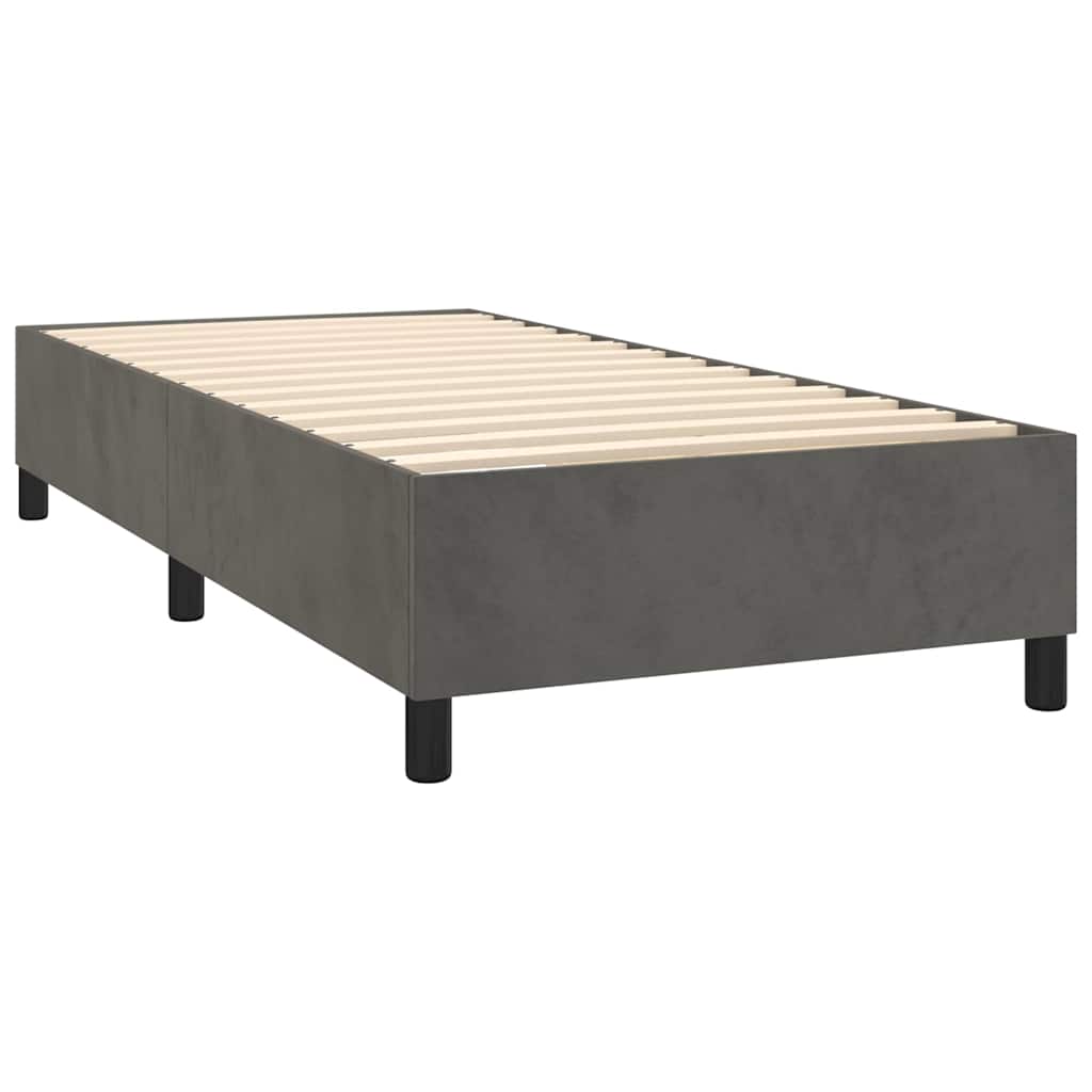 Box spring krevet s madracem tamnosivi 90x190 cm baršunasti
