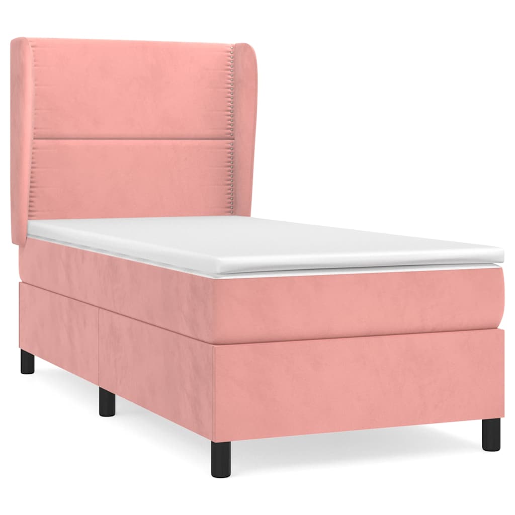 Box spring krevet s madracem ružičasti 90x200 cm baršunasti
