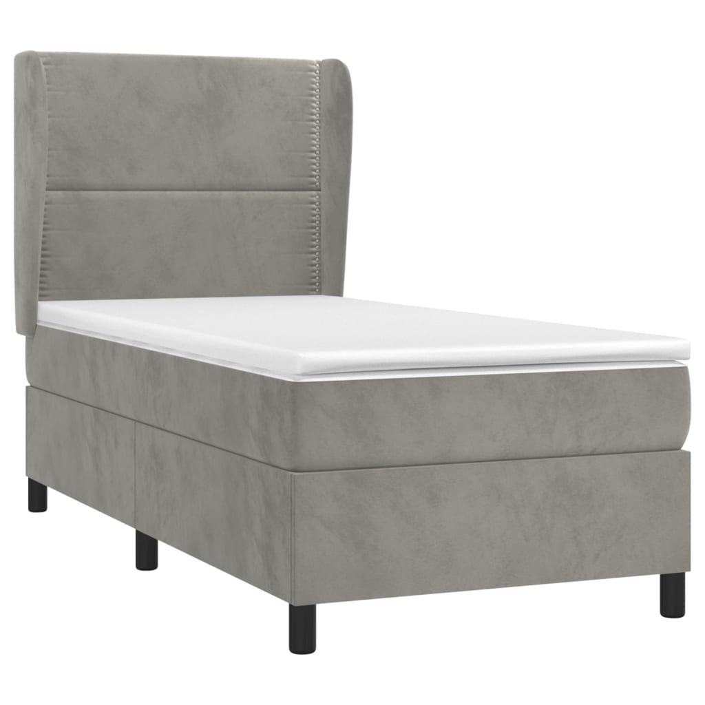 Box spring krevet s madracem svjetlosivi 100x200 cm baršunasti
