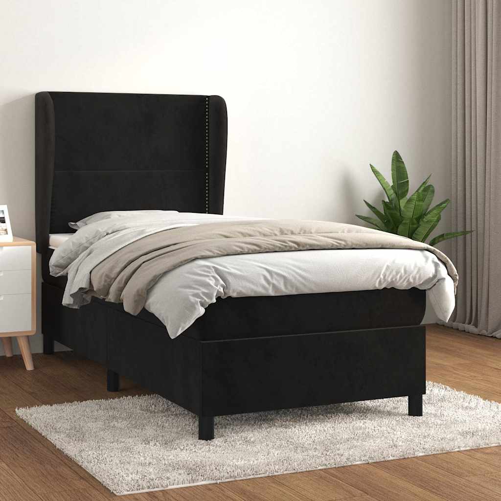 Box spring krevet s madracem crni 100x200 cm baršunasti