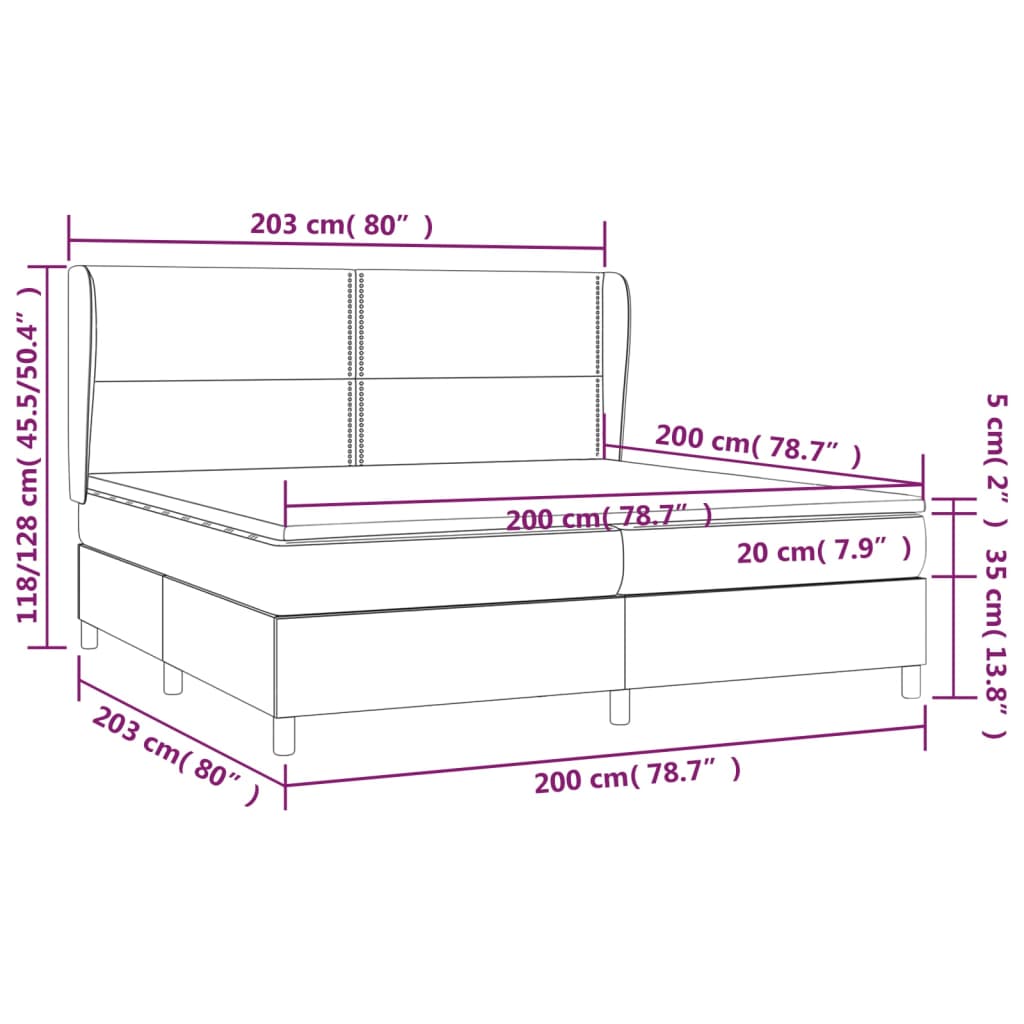 Krevet s oprugama i madracem tamnosivi 200x200 cm baršunasti
