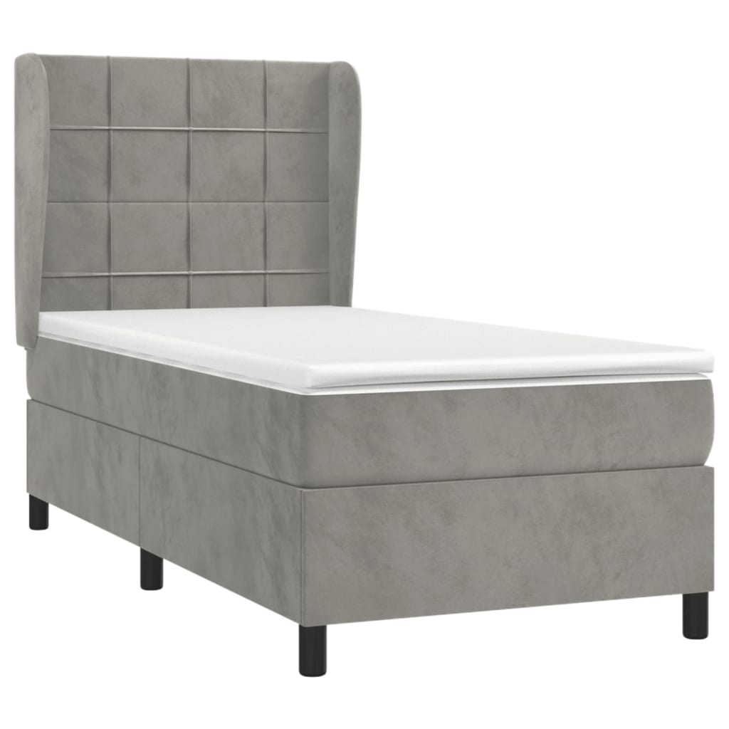 Box spring krevet s madracem svjetlosivi 80 x 200 cm baršunasti