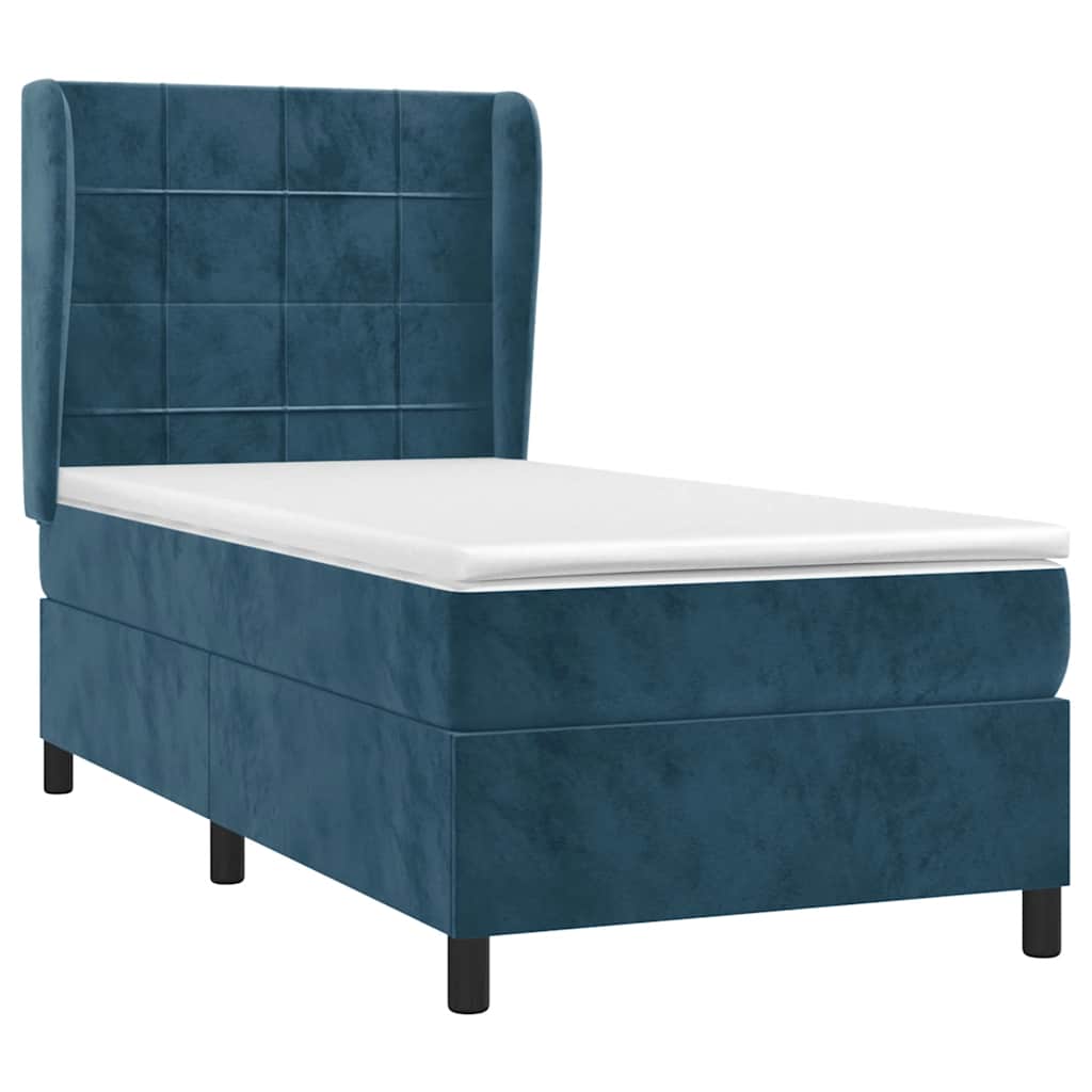 Box spring krevet s madracem tamnoplavi 80 x 200 cm baršunasti