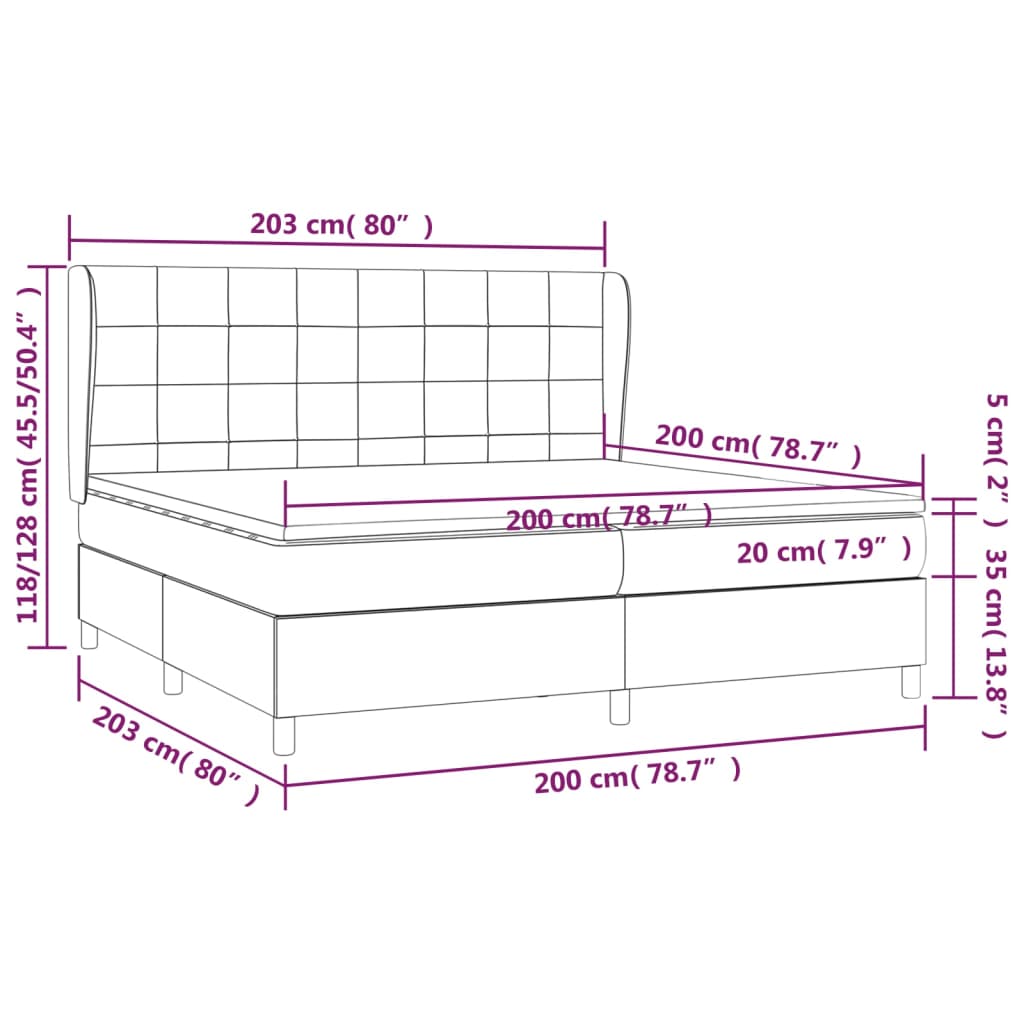 Krevet s oprugama i madracem svjetlosivi 200x200 cm baršunasti