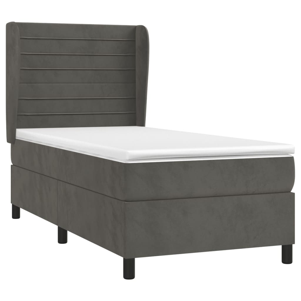 Box spring krevet s madracem tamnosivi 80 x 200 cm baršunasti