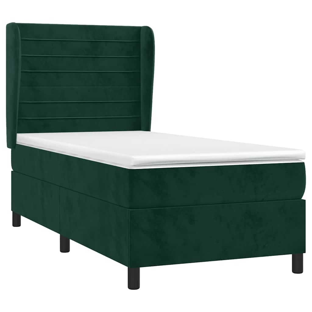 Box spring krevet s madracem tamnozeleni 90x200 cm baršunasti