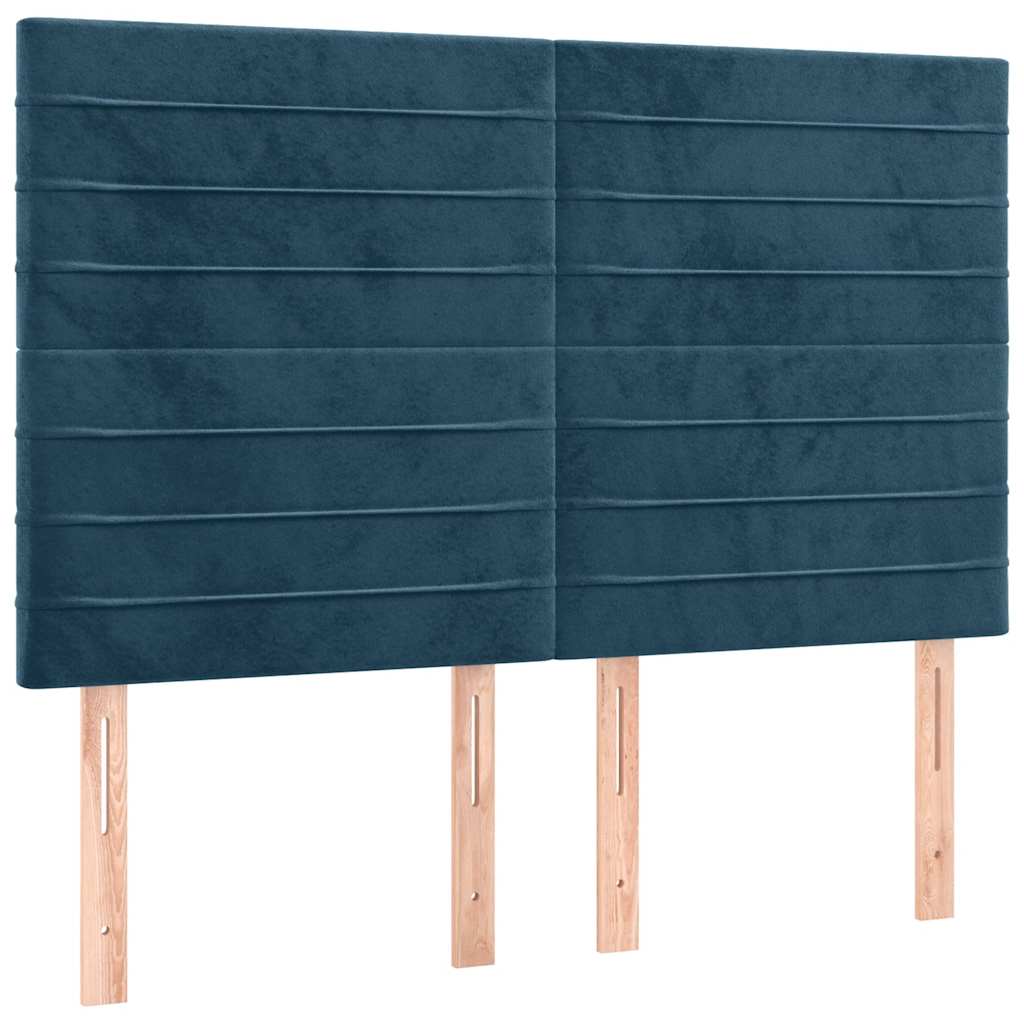 Krevet s oprugama i madracem tamnoplavi 140x200 cm baršunasti