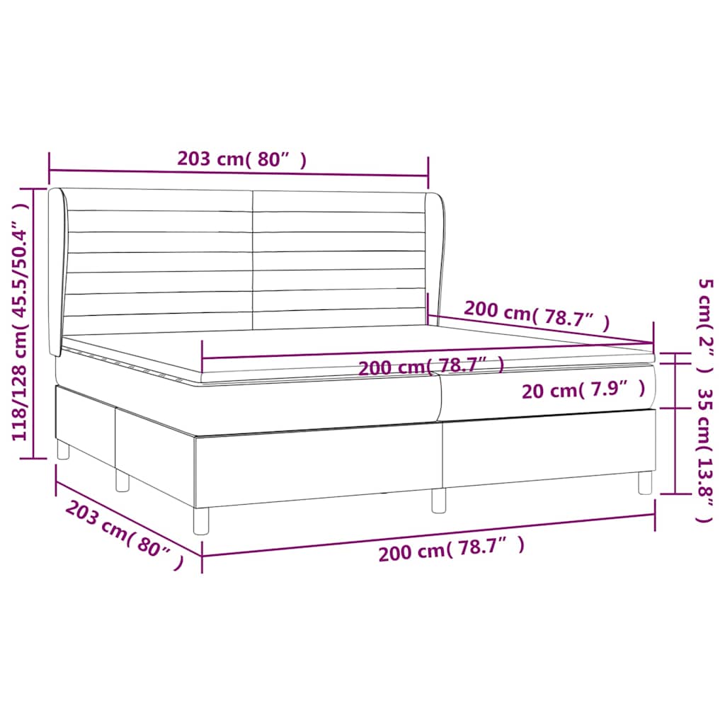 Krevet s oprugama i madracem tamnosivi 200x200 cm baršunasti