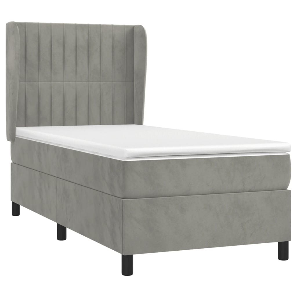 Box spring krevet s madracem svjetlosivi 80 x 200 cm baršunasti