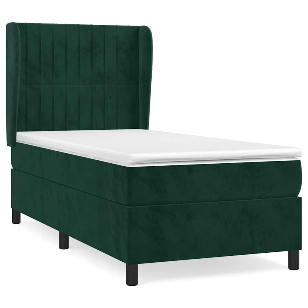 Box spring krevet s madracem tamnozeleni 80 x 200 cm baršunasti