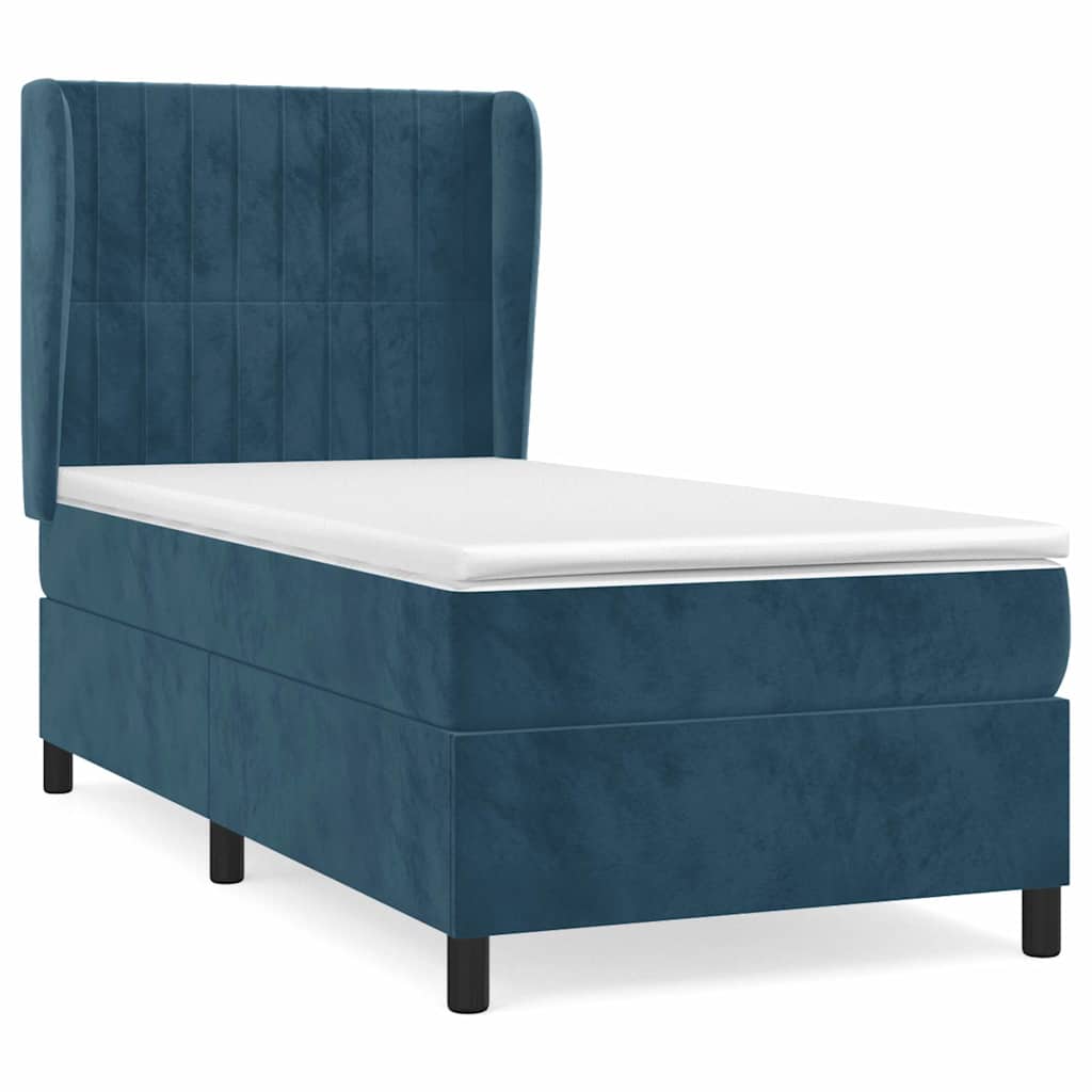 Box spring krevet s madracem tamnoplavi 80 x 200 cm baršunasti