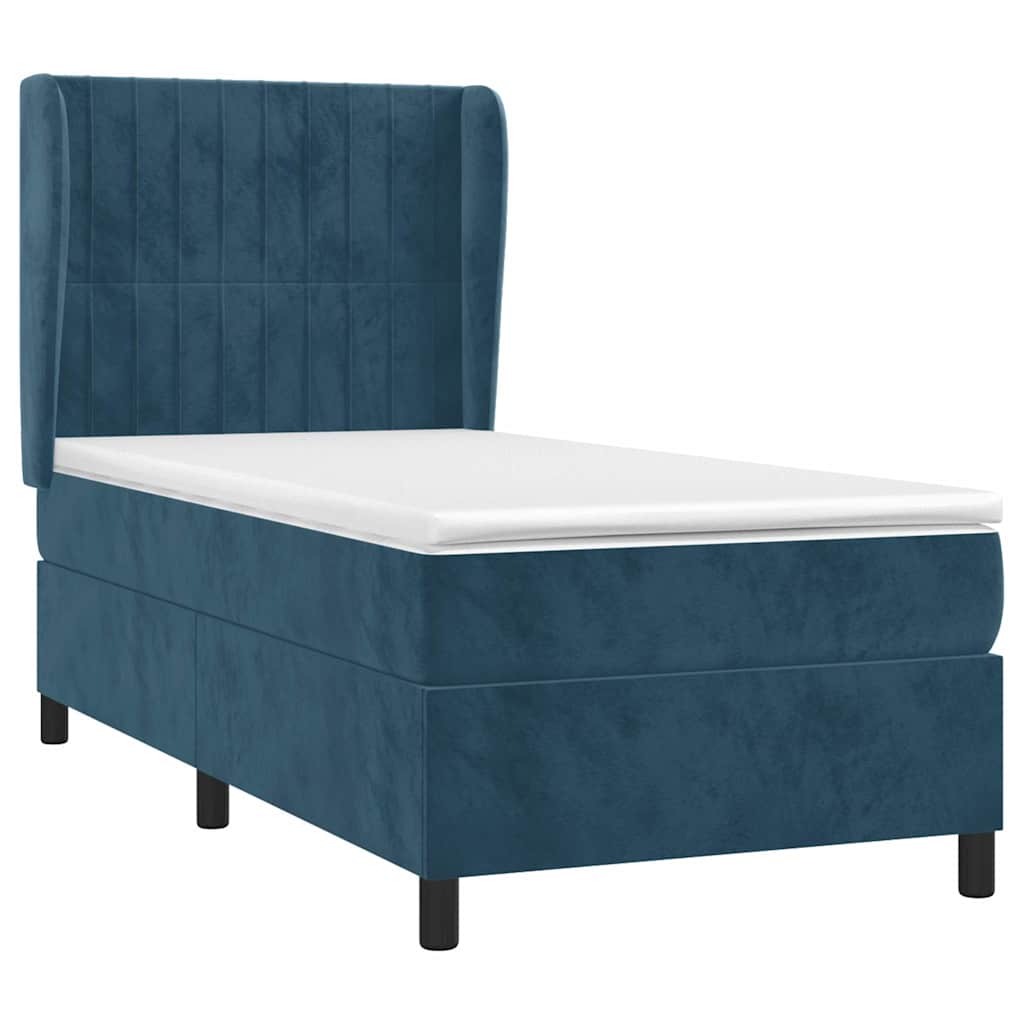 Box spring krevet s madracem tamnoplavi 80 x 200 cm baršunasti