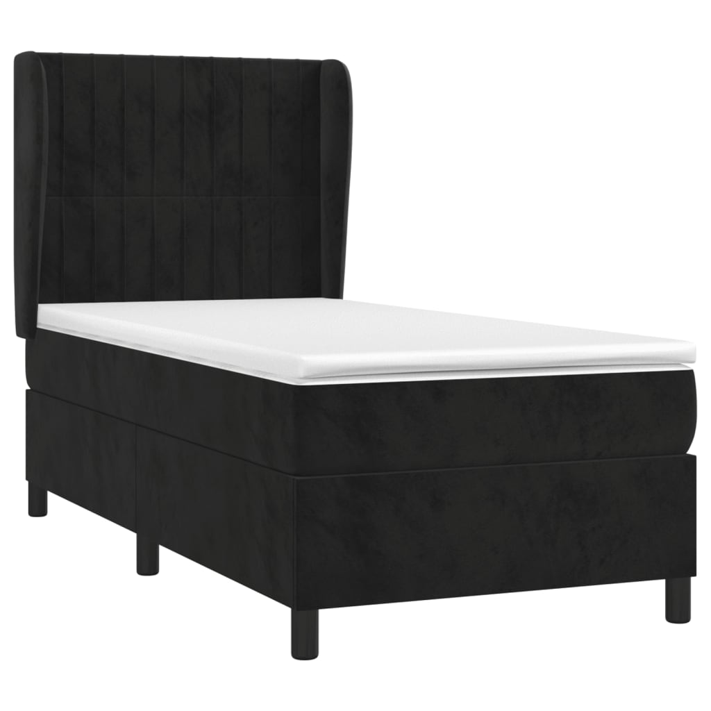 Box spring krevet s madracem crni 100x200 cm baršunasti