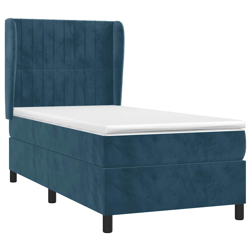 Box spring krevet s madracem tamnoplavi 100x200 cm baršunasti