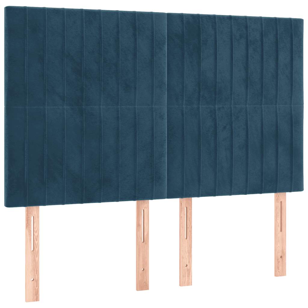 Krevet s oprugama i madracem tamnoplavi 140x190 cm baršunasti