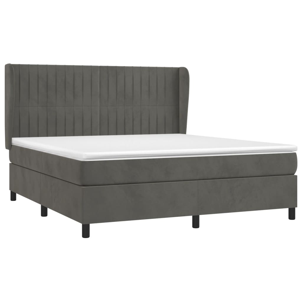 Krevet s oprugama i madracem tamnosivi 160x200 cm baršunasti