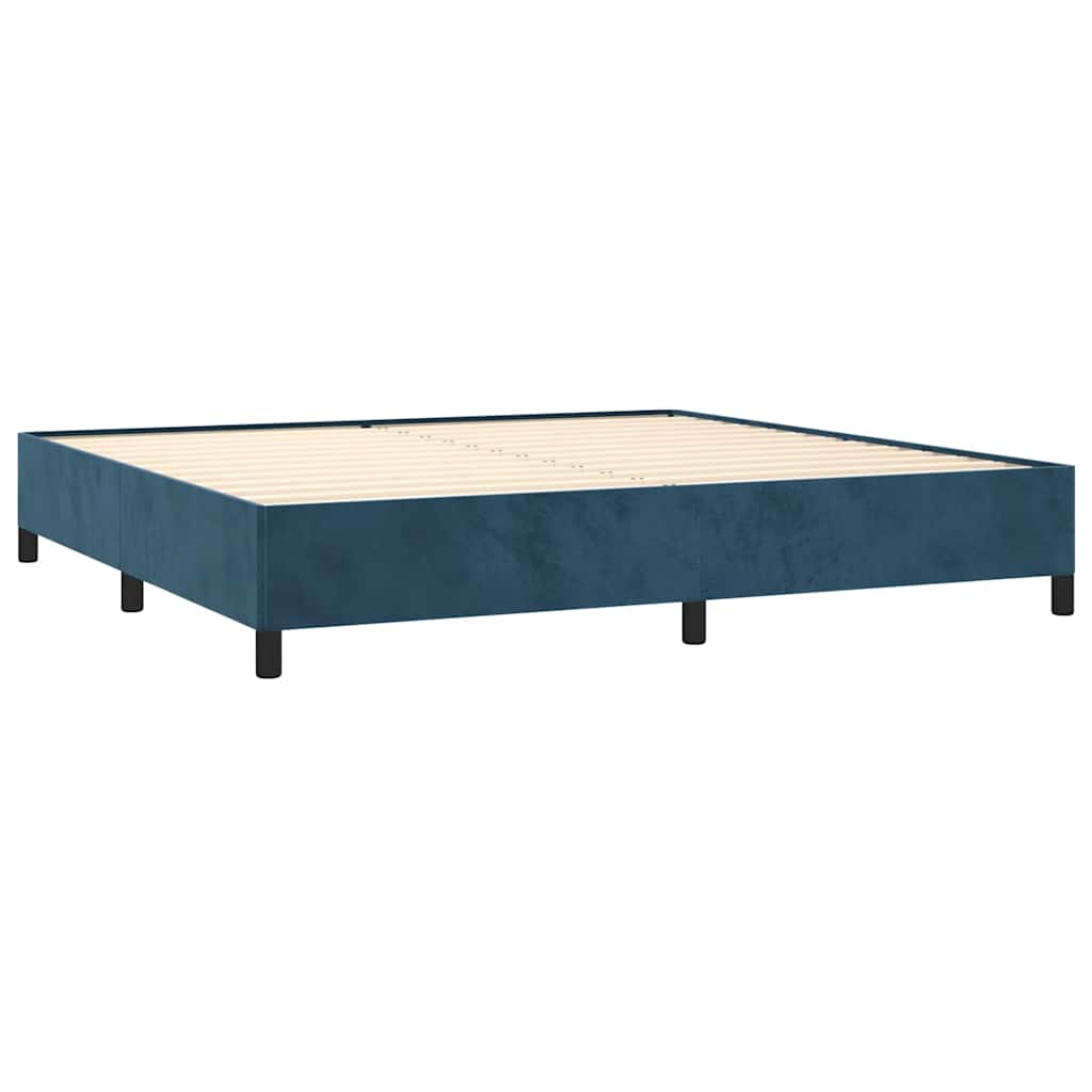 Krevet s oprugama i madracem tamnoplavi 200x200 cm baršunasti