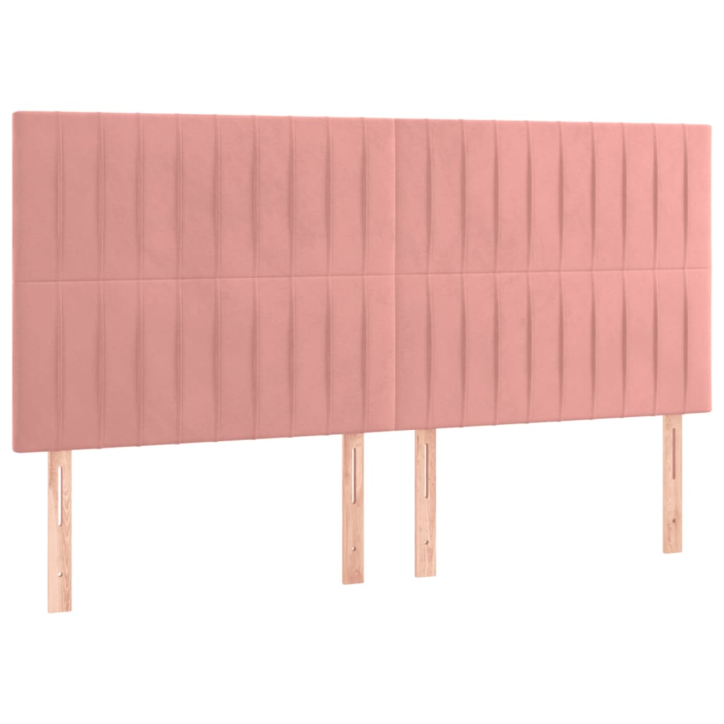 Krevet s oprugama i madracem ružičasti 200x200 cm baršunasti