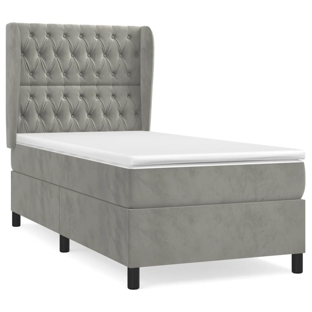 Box spring krevet s madracem svjetlosivi 80 x 200 cm baršunasti