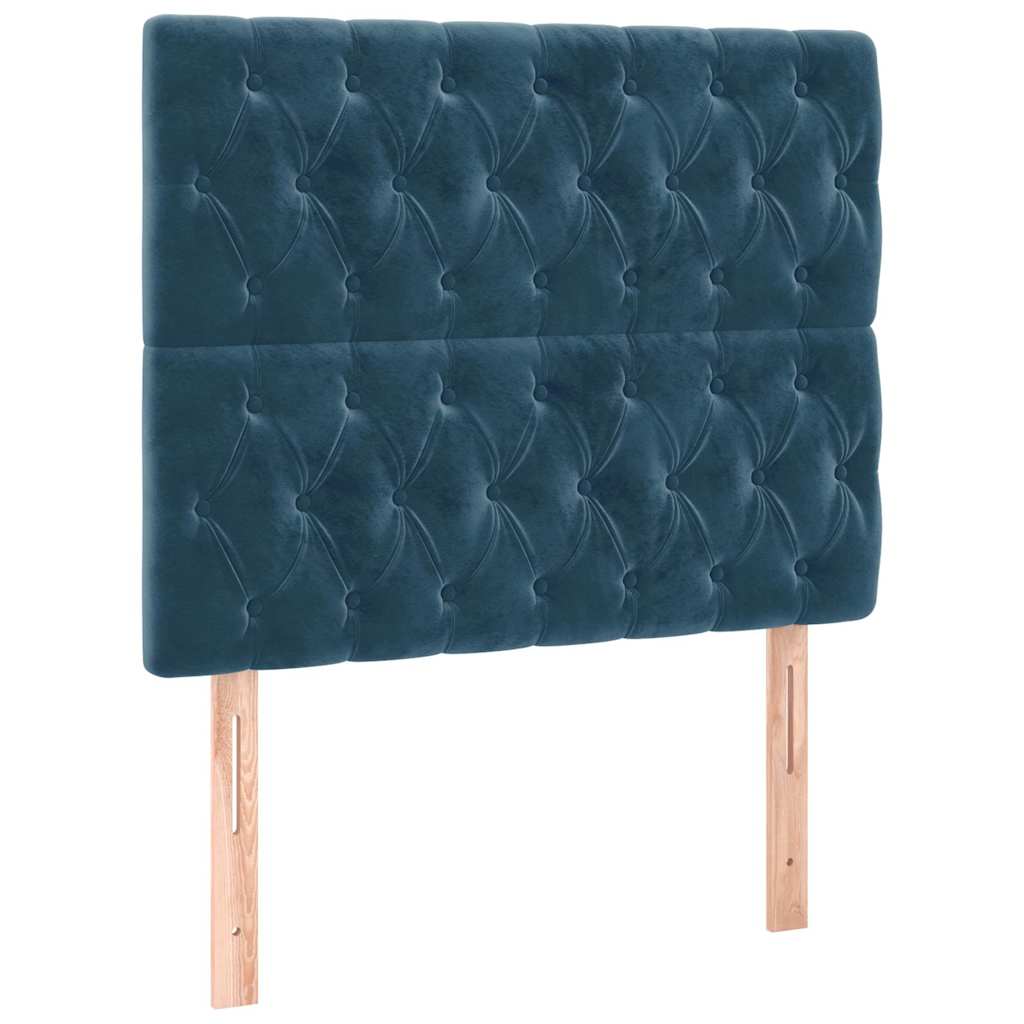 Box spring krevet s madracem tamnoplavi 90x200 cm baršunasti