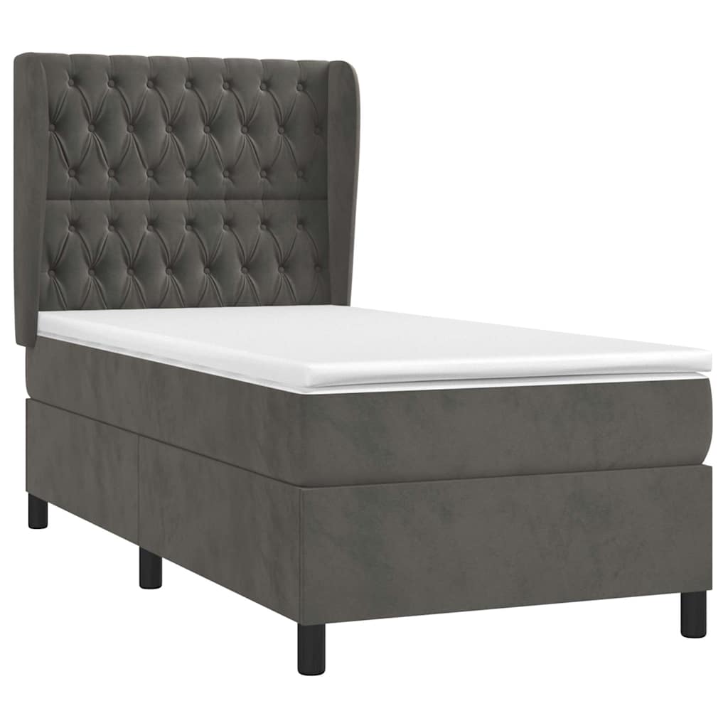 Box spring krevet s madracem tamnosivi 100x200 cm baršunasti