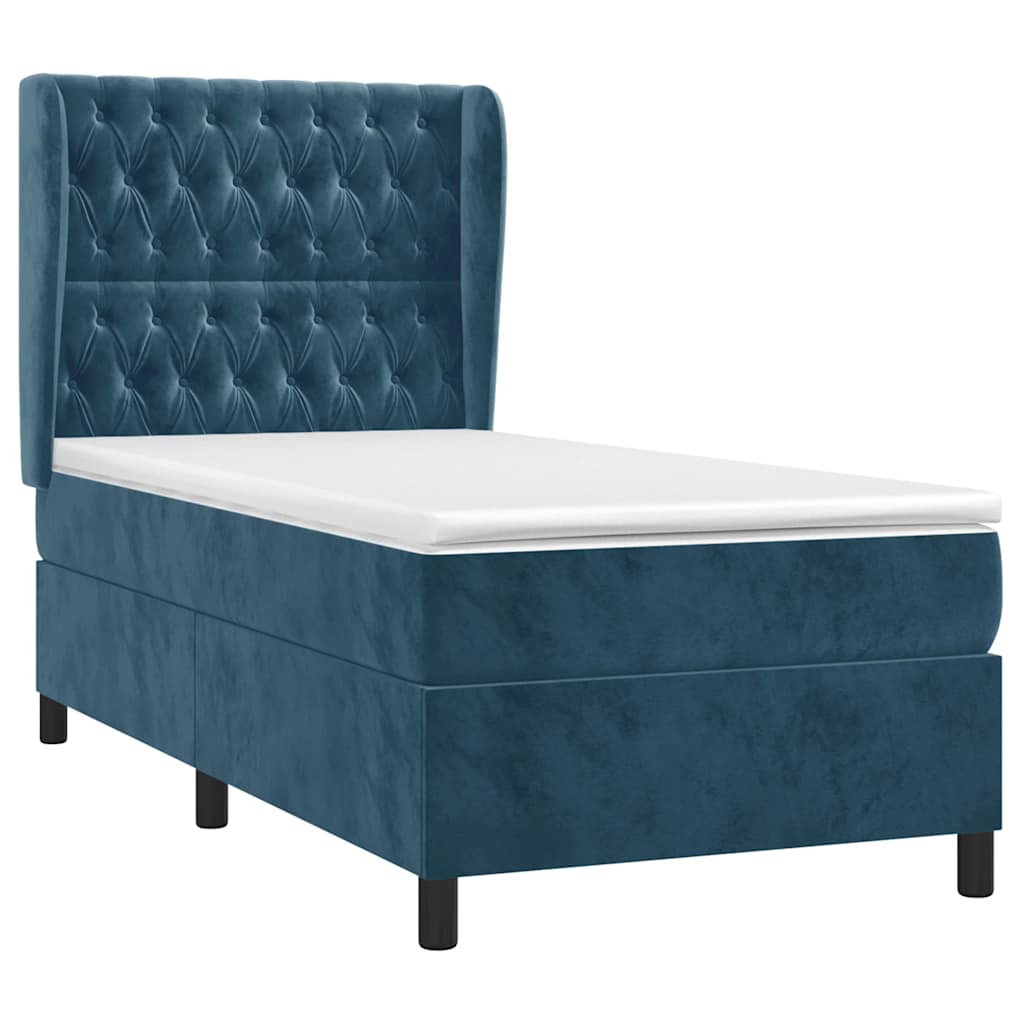 Box spring krevet s madracem tamnoplavi 100x200 cm baršunasti