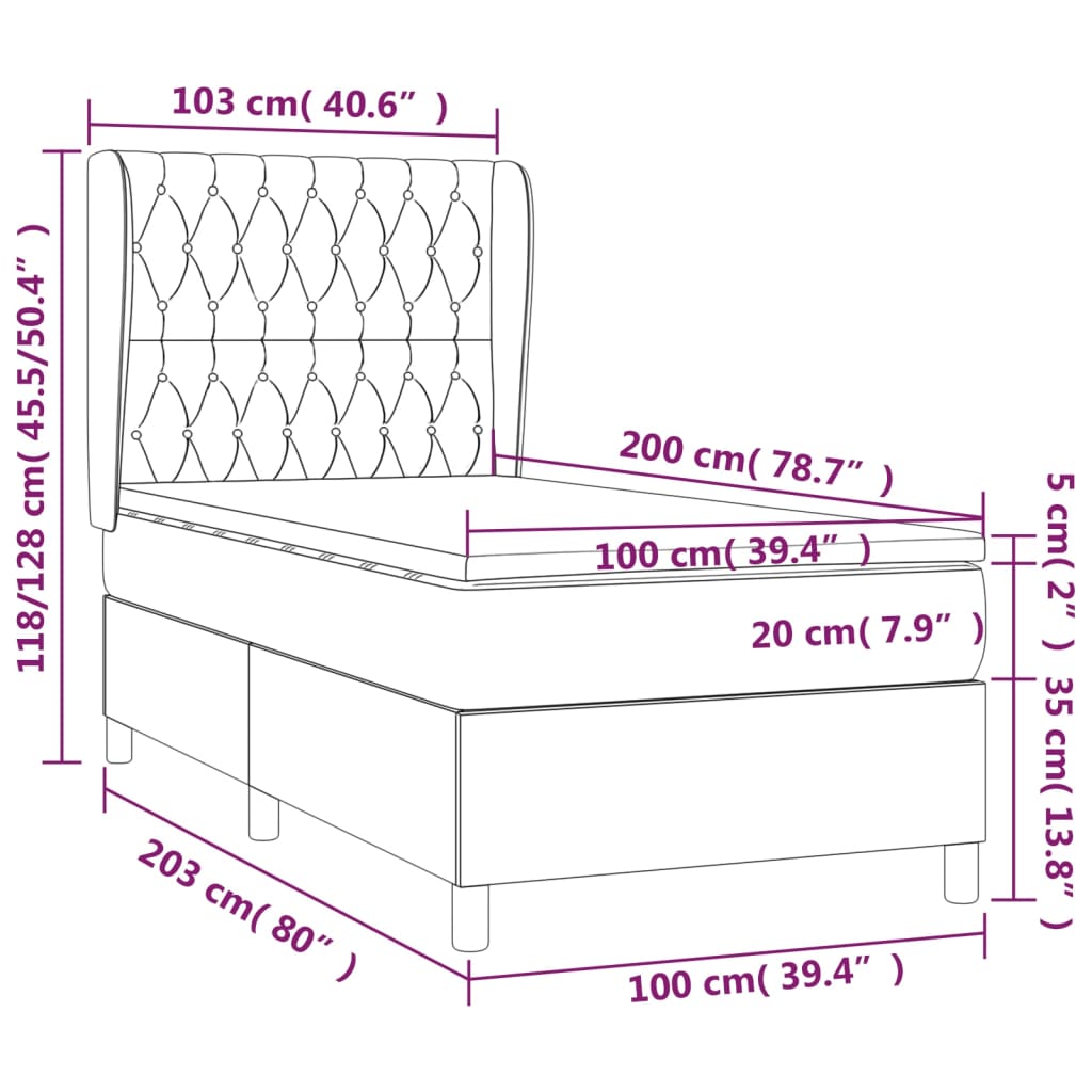 Box spring krevet s madracem ružičasti 100x200 cm baršunasti