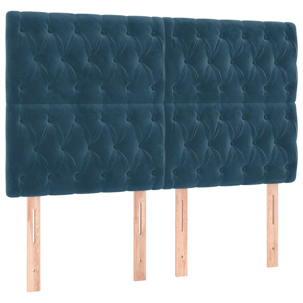 Krevet s oprugama i madracem tamnoplavi 140x190 cm baršunasti