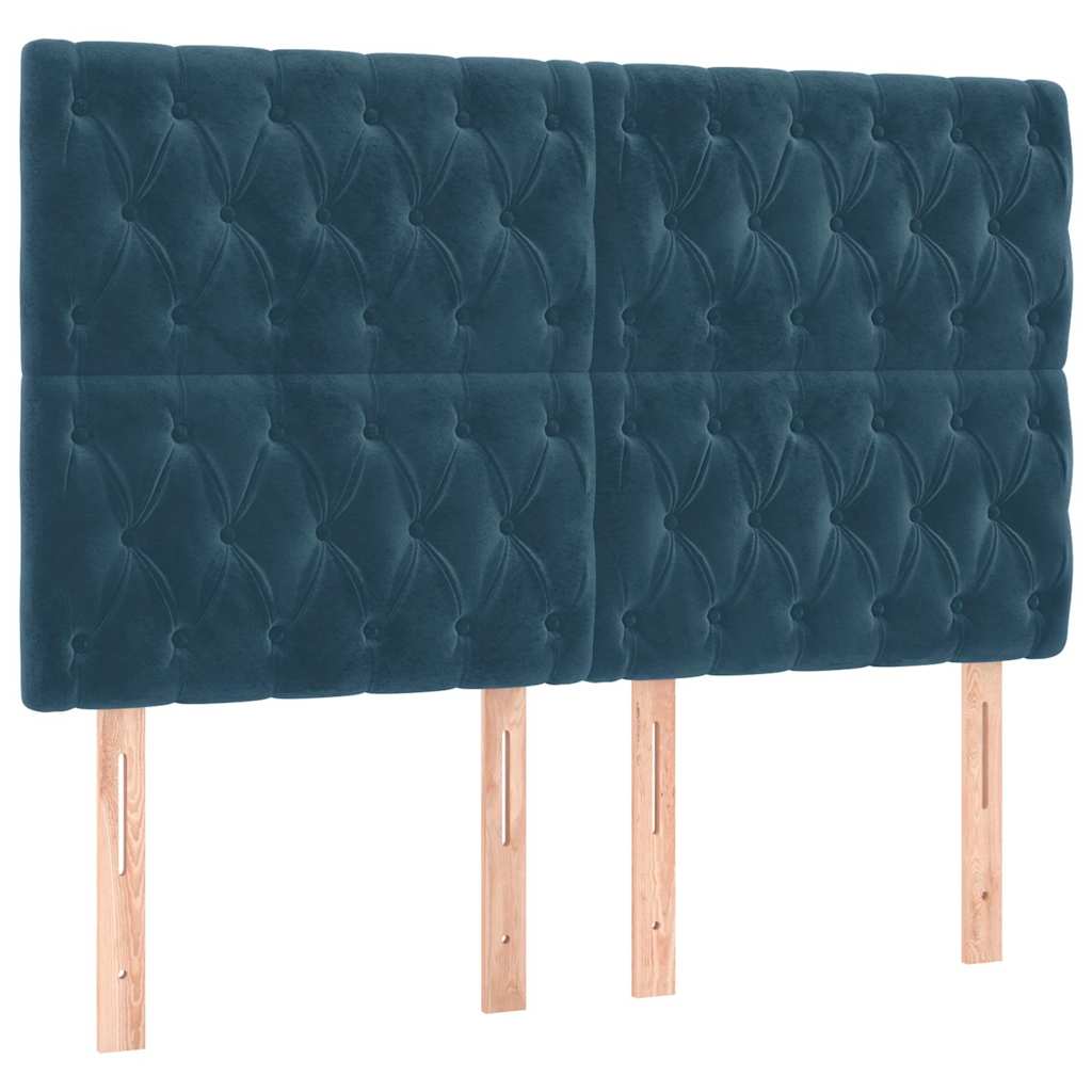 Krevet s oprugama i madracem tamnoplavi 140x190 cm baršunasti