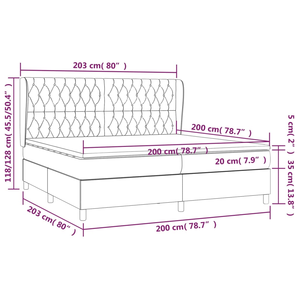 Krevet s oprugama i madracem svjetlosivi 200x200 cm baršunasti