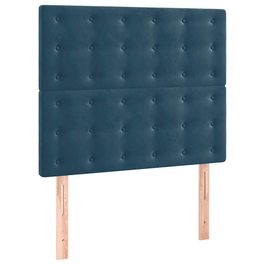 Box spring krevet s madracem tamnoplavi 90x190 cm baršunasti