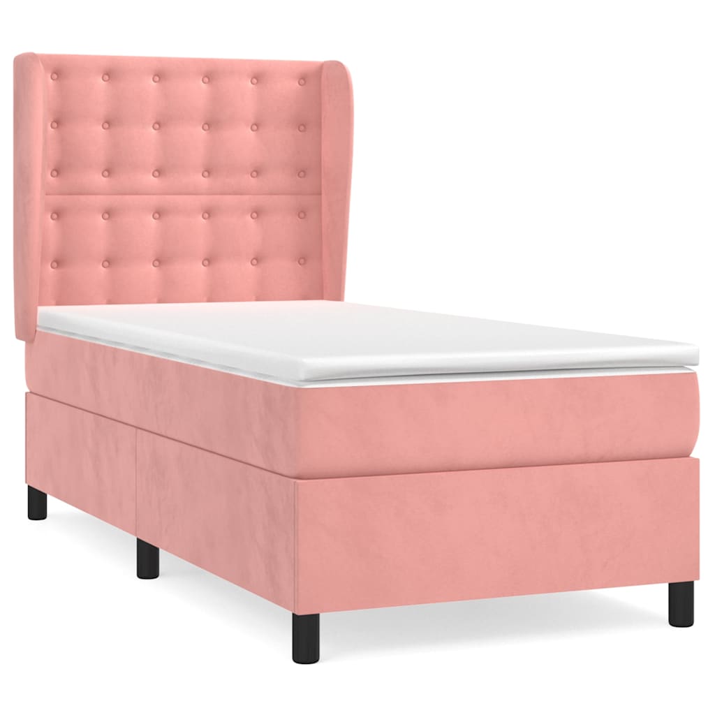 Box spring krevet s madracem ružičasti 90x200 cm baršunasti
