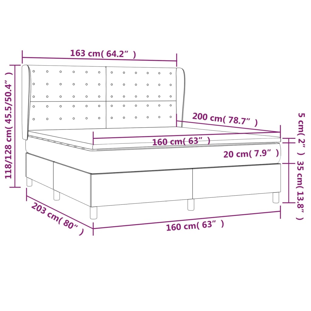 Krevet s oprugama i madracem crni 160x200 cm baršunasti