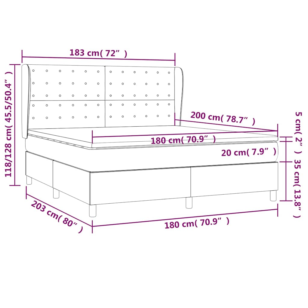 Krevet s oprugama i madracem crni 180x200 cm baršunasti